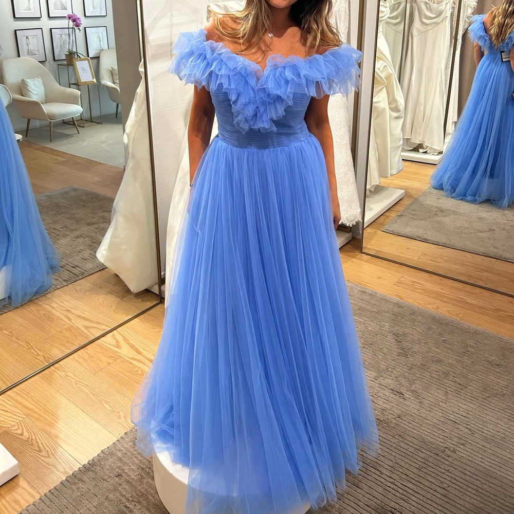 Elegant Light Blue Off-Shoulder Gown